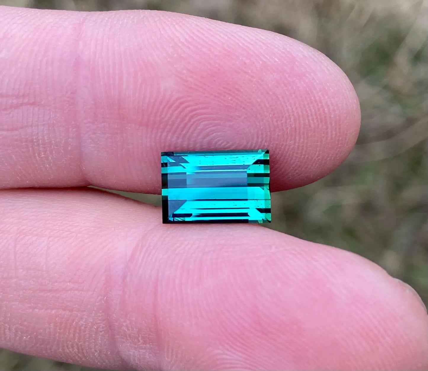 Lagoon Tourmaline 3.97 Ct., natural loose Gemstone, Rectangle cut, Origin Congo , Certificate GFCO