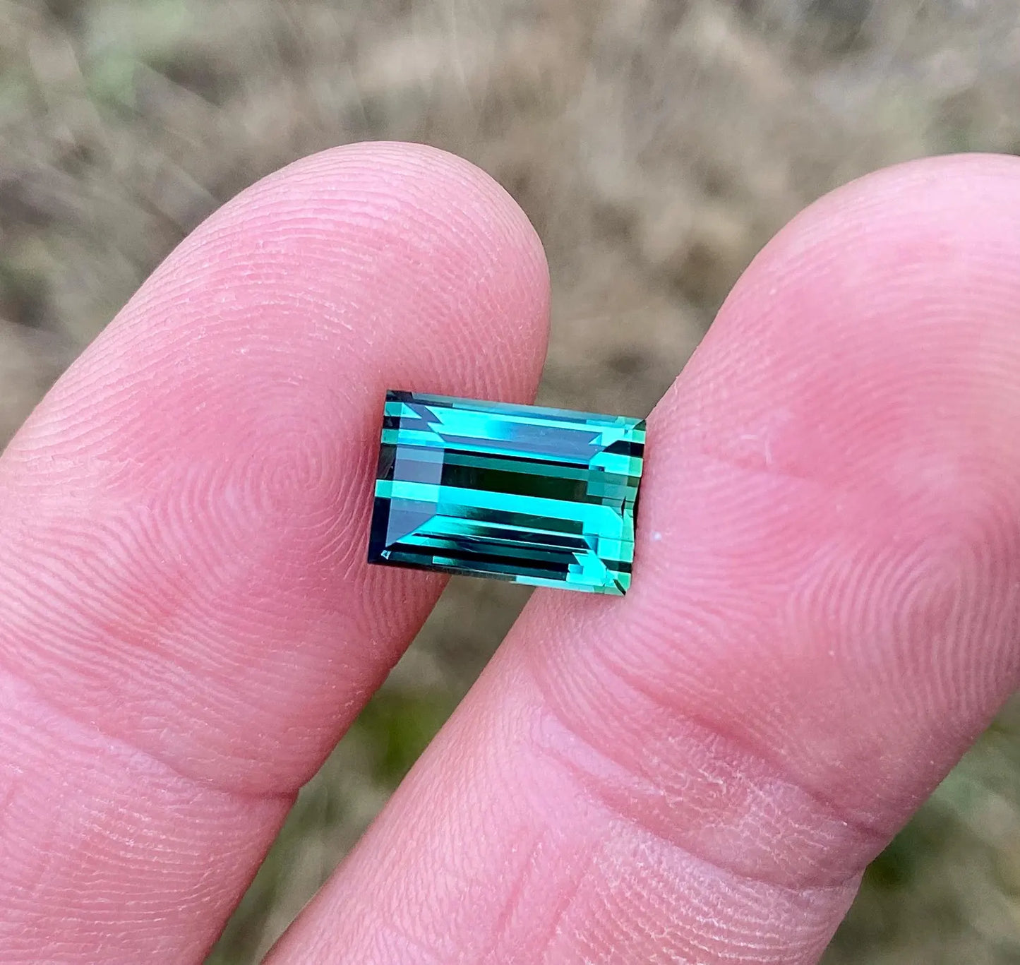 Lagoon Tourmaline 3.97 Ct., natural loose Gemstone, Rectangle cut, Origin Congo , Certificate GFCO
