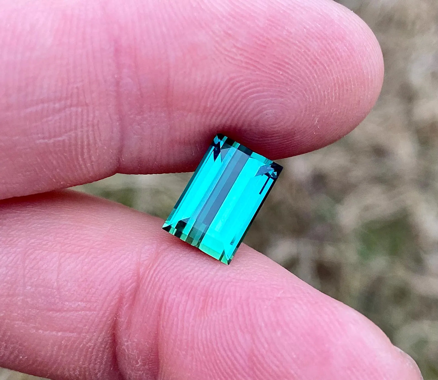 Lagoon Tourmaline 3.97 Ct., natural loose Gemstone, Rectangle cut, Origin Congo , Certificate GFCO