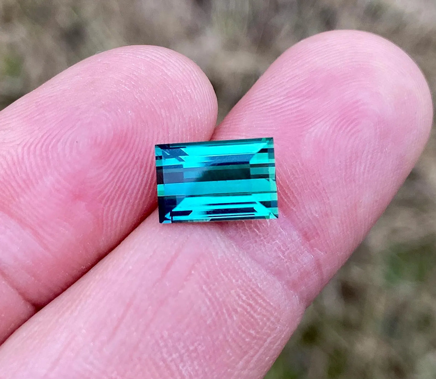 Lagoon Tourmaline 3.97 Ct., natural loose Gemstone, Rectangle cut, Origin Congo , Certificate GFCO