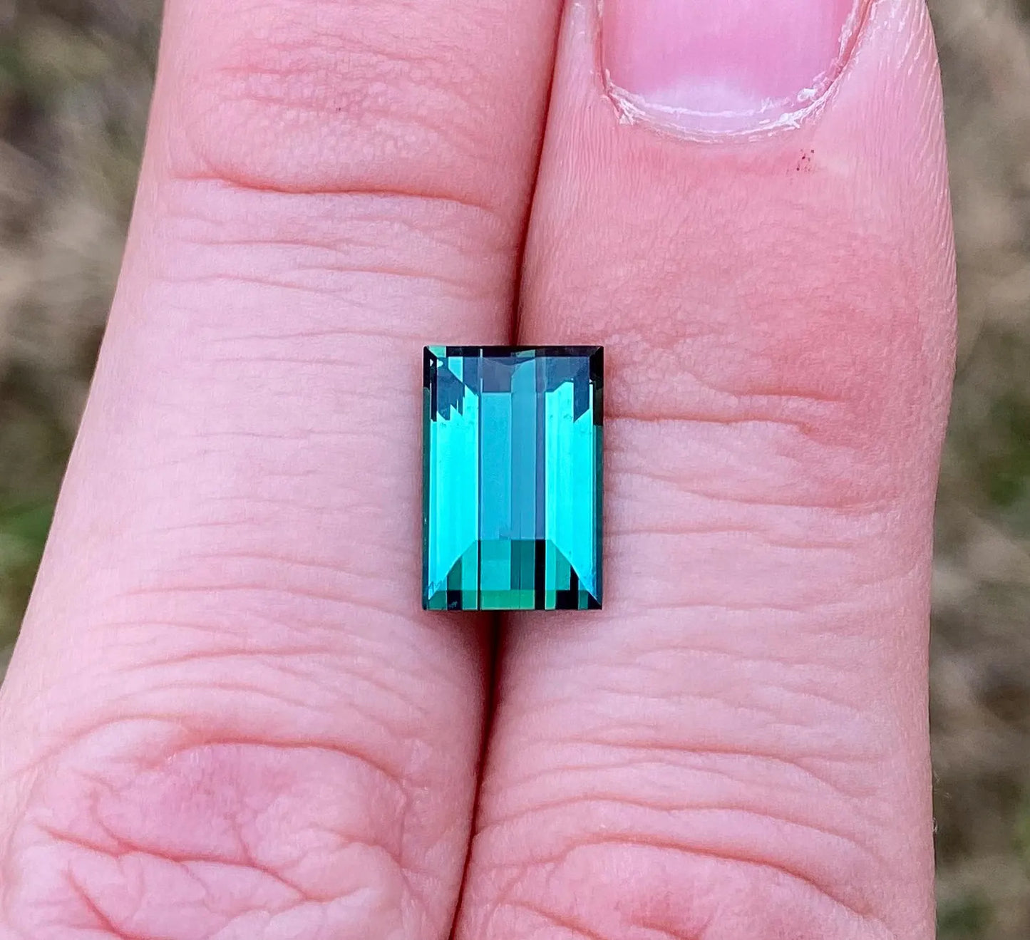 Lagoon Tourmaline 3.97 Ct., natural loose Gemstone, Rectangle cut, Origin Congo , Certificate GFCO
