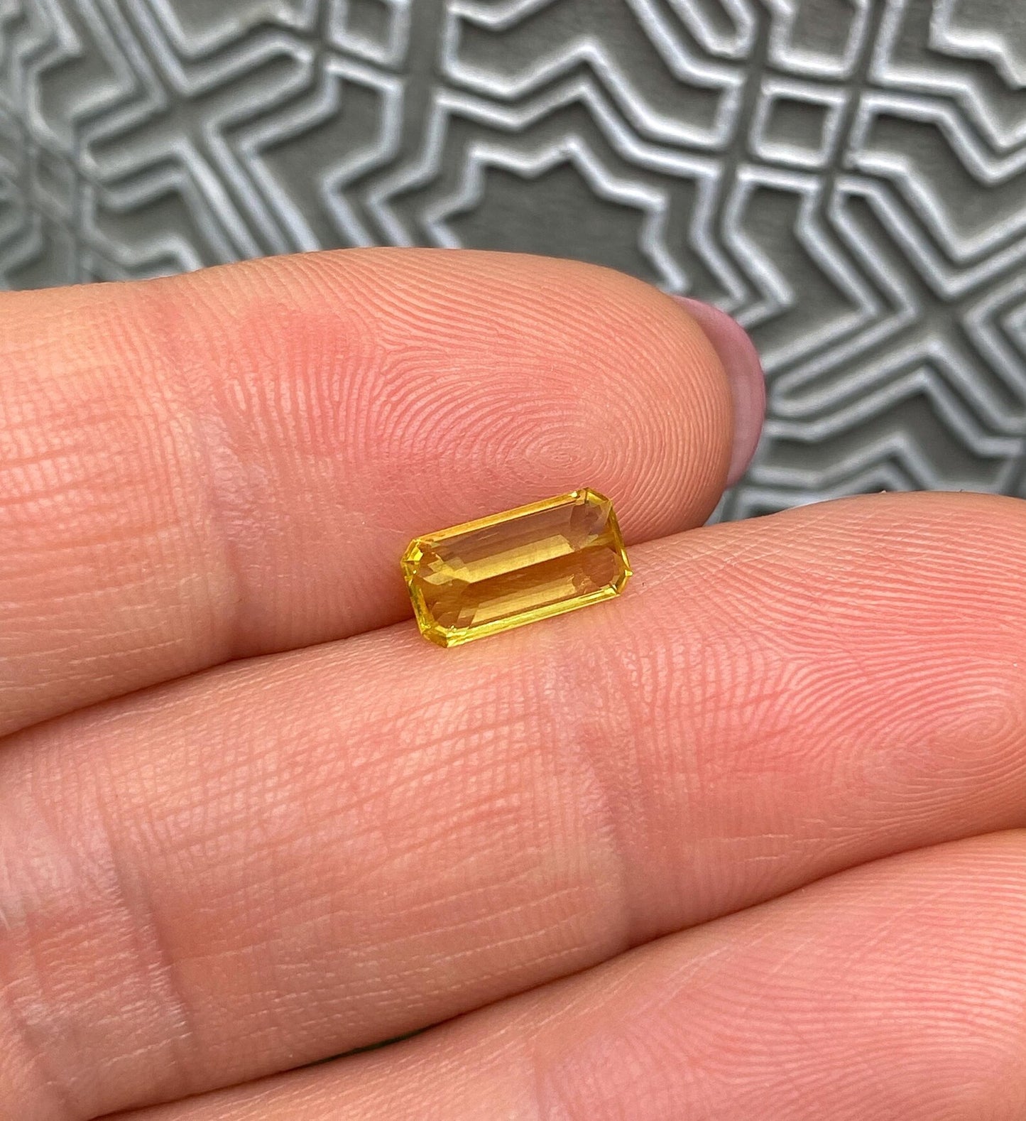 Sapphire 1.48Ct VIVID Yellow gemstone, Emerald cut, 9x4.7x3.3mm, Kenya