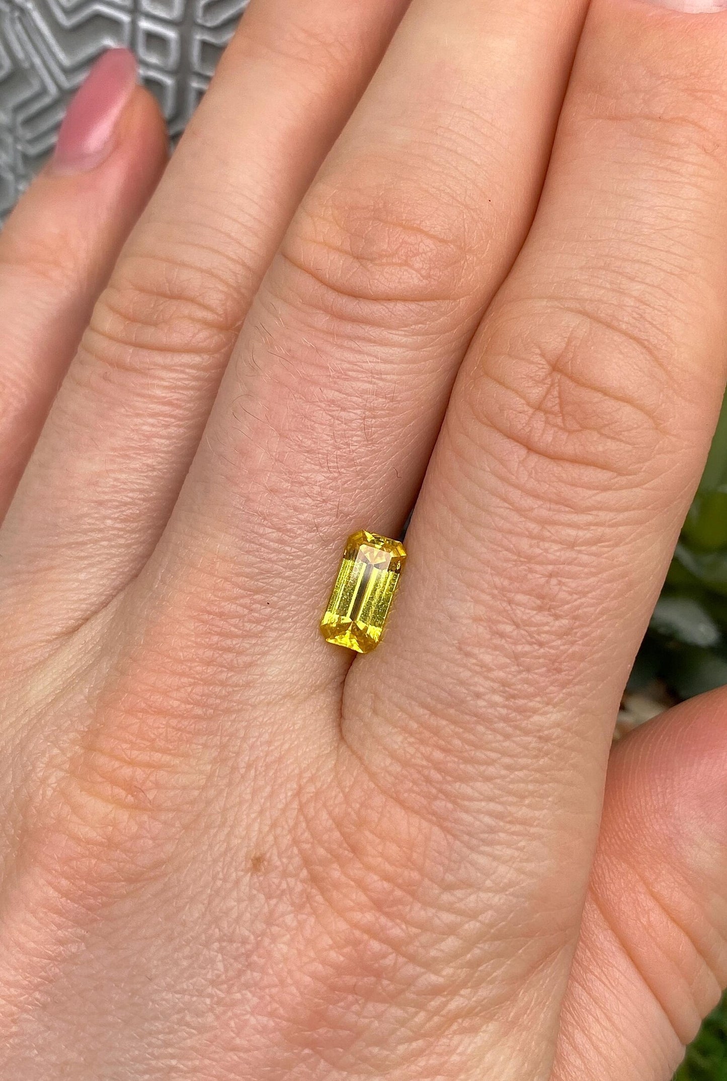 Sapphire 1.48Ct VIVID Yellow gemstone, Emerald cut, 9x4.7x3.3mm, Kenya