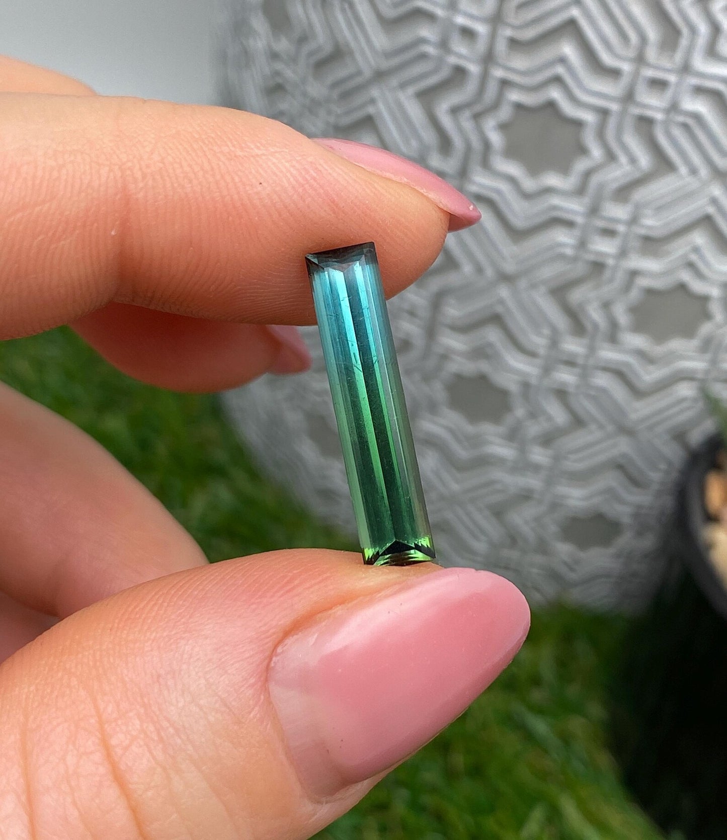 Tourmaline 4.20Ct Blue-Green, baguette, 22.2x5x4mm, Afghanistan