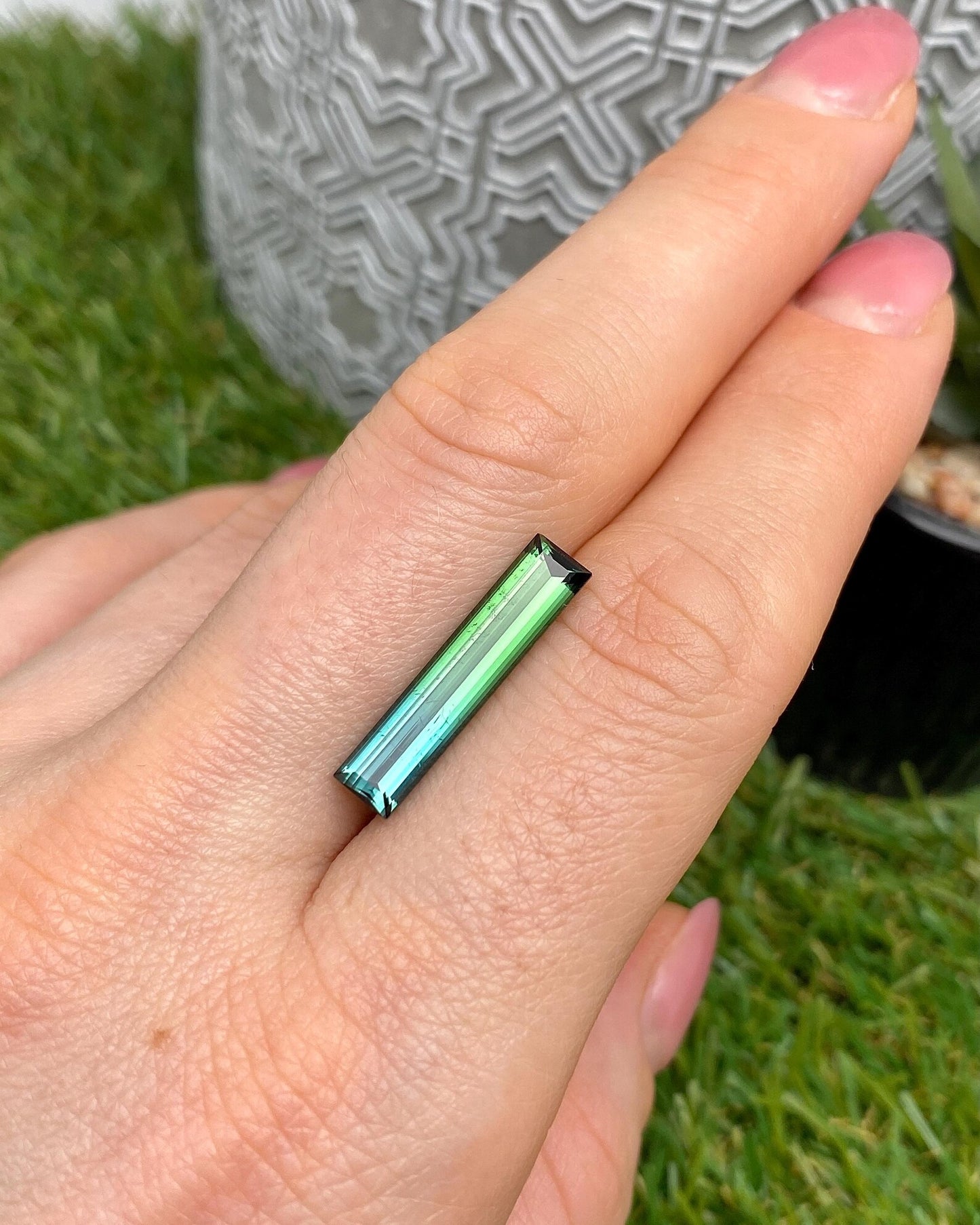 Tourmaline 4.20Ct Blue-Green, baguette, 22.2x5x4mm, Afghanistan
