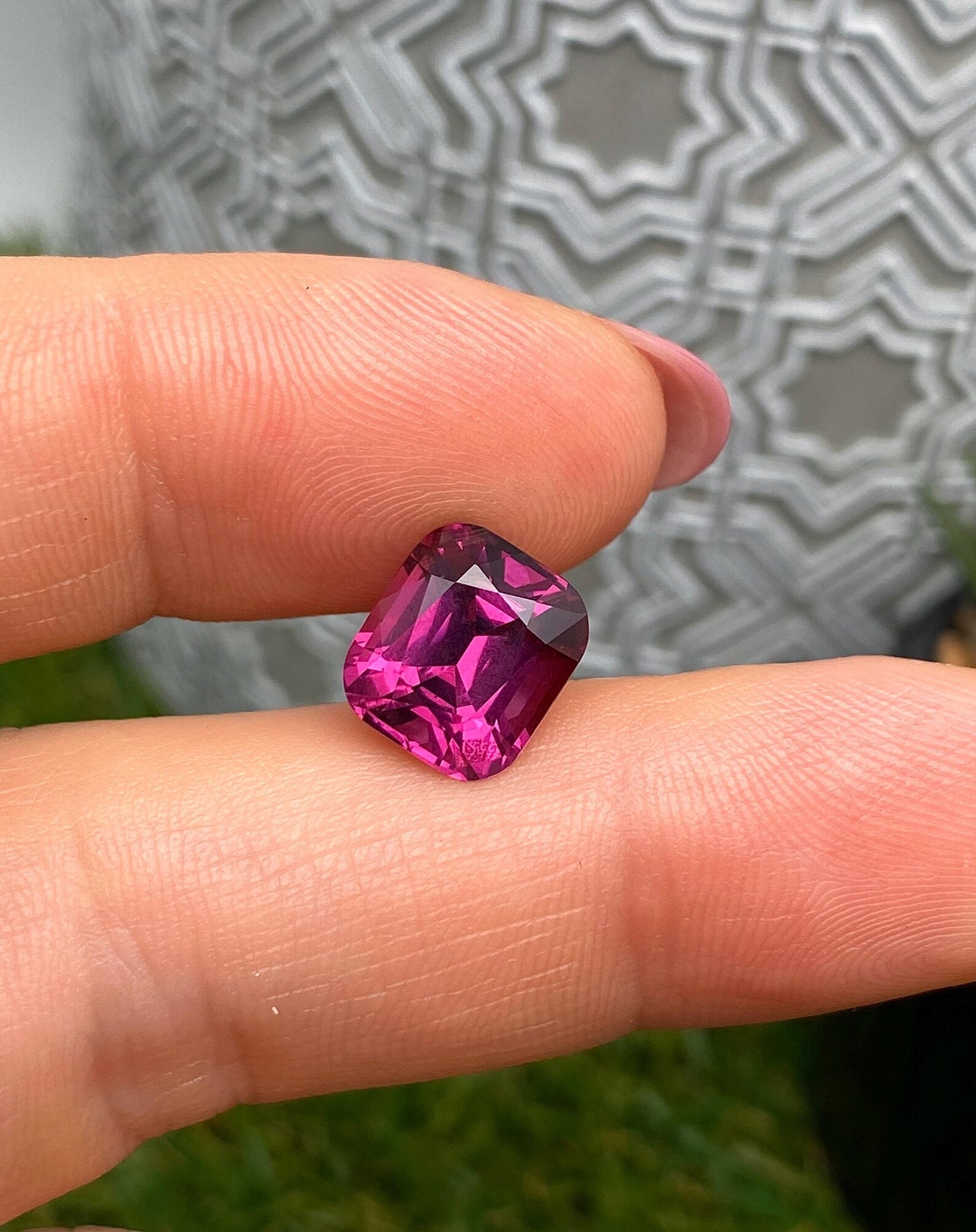 Natural Malaya Garnet Loose Gemstone 5.06 Ct., Cushion cut, Certificate GFCO, Origin Tanzania.