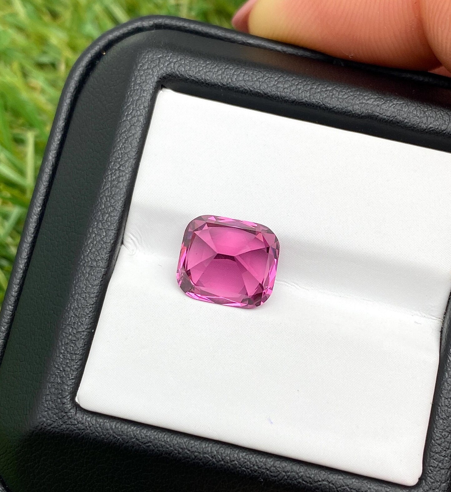 Natural Malaya Garnet Loose Gemstone 5.06 Ct., Cushion cut, Certificate GFCO, Origin Tanzania.