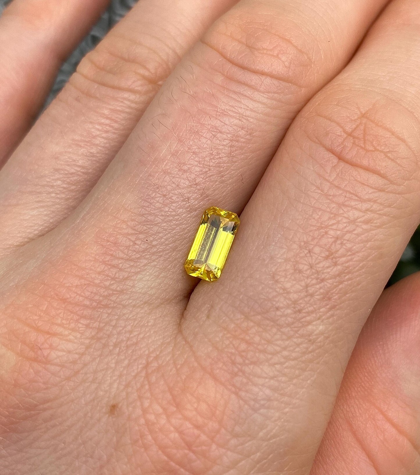 Sapphire 1.48Ct VIVID Yellow gemstone, Emerald cut, 9x4.7x3.3mm, Kenya