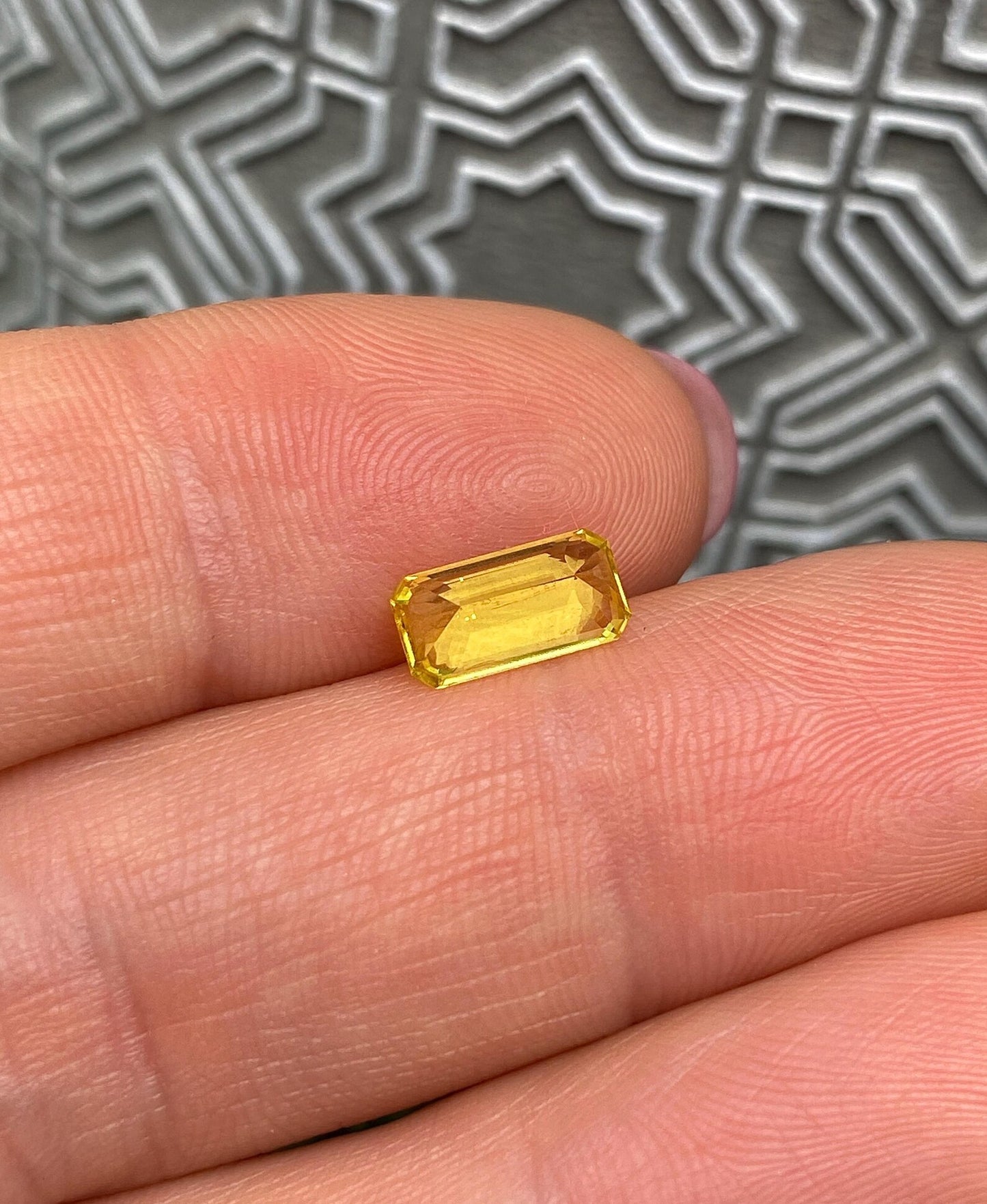 Sapphire 1.48Ct VIVID Yellow gemstone, Emerald cut, 9x4.7x3.3mm, Kenya