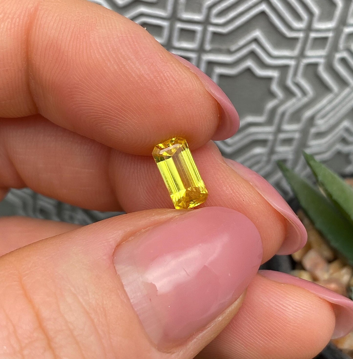 Sapphire 1.48Ct VIVID Yellow gemstone, Emerald cut, 9x4.7x3.3mm, Kenya
