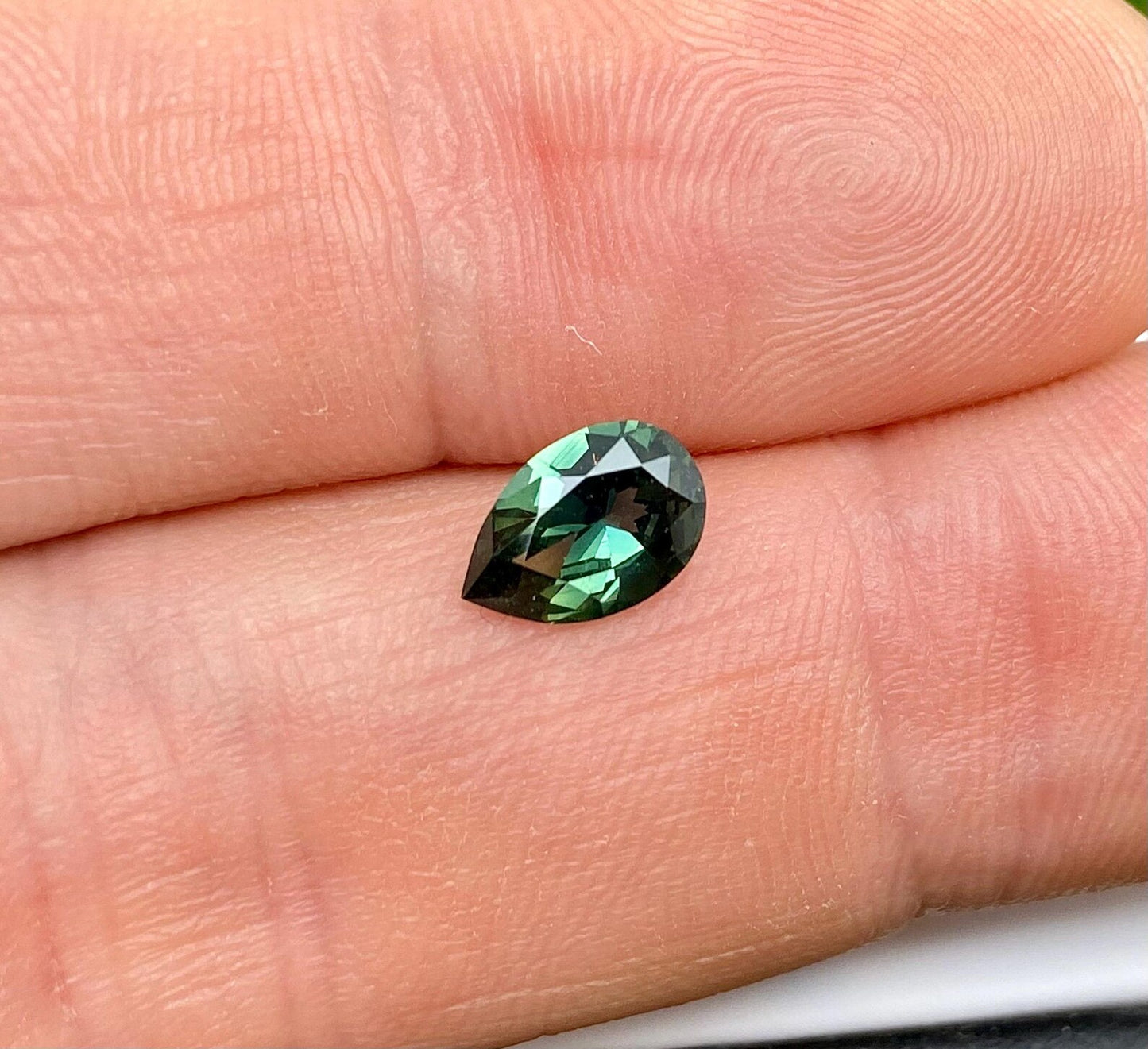 Teal Sapphire 1.25Ct natural Loose gemstone, pear cut, Origin Kenya