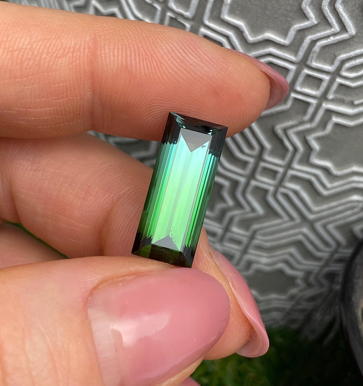 Tourmaline 11.85Ct Blue-Green, baguette, 18.5x8x8.2mm, Afghanistan