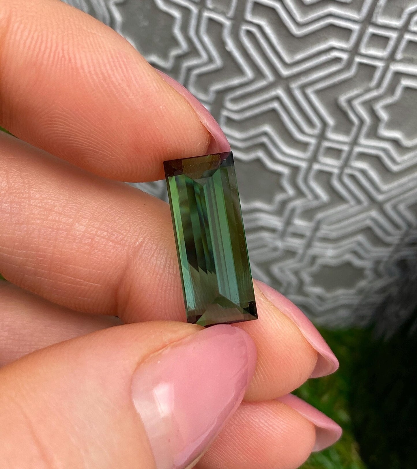 Tourmaline 11.85Ct Blue-Green, baguette, 18.5x8x8.2mm, Afghanistan