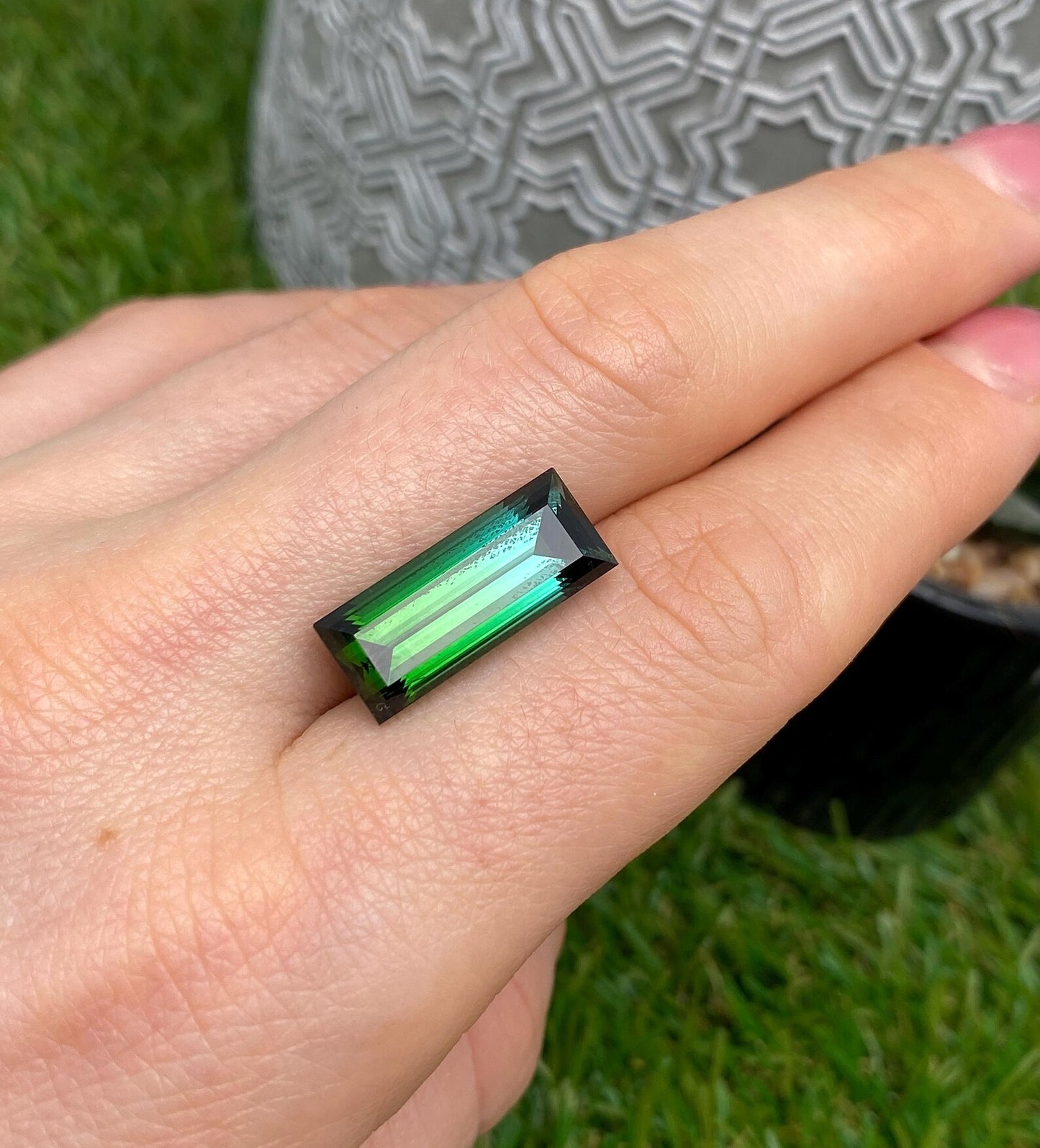 Tourmaline 11.85Ct Blue-Green, baguette, 18.5x8x8.2mm, Afghanistan