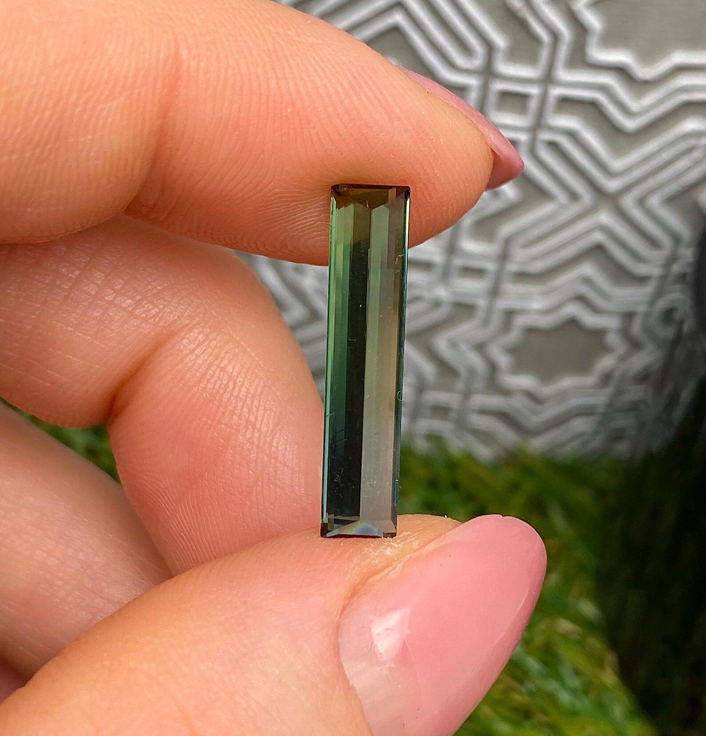 Tourmaline 4.20Ct Blue-Green, baguette, 22.2x5x4mm, Afghanistan