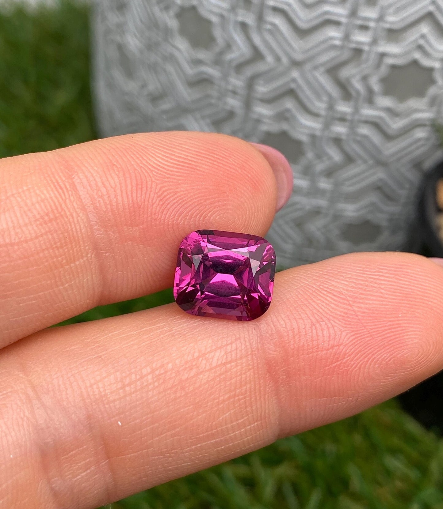 Natural Malaya Garnet Loose Gemstone 5.06 Ct., Cushion cut, Certificate GFCO, Origin Tanzania.