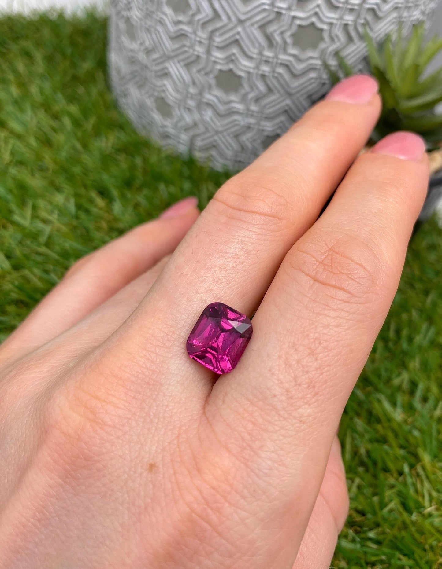 Natural Malaya Garnet Loose Gemstone 5.06 Ct., Cushion cut, Certificate GFCO, Origin Tanzania.