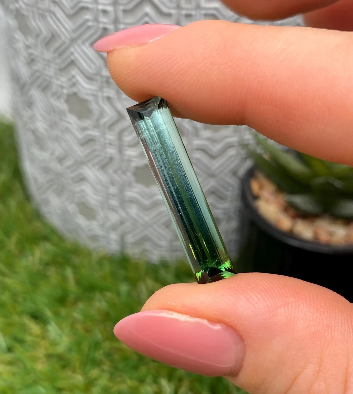 Tourmaline 10.30 Ct Blue-Green, baguette, 30.3x6.2x5.6mm, Afghanistan
