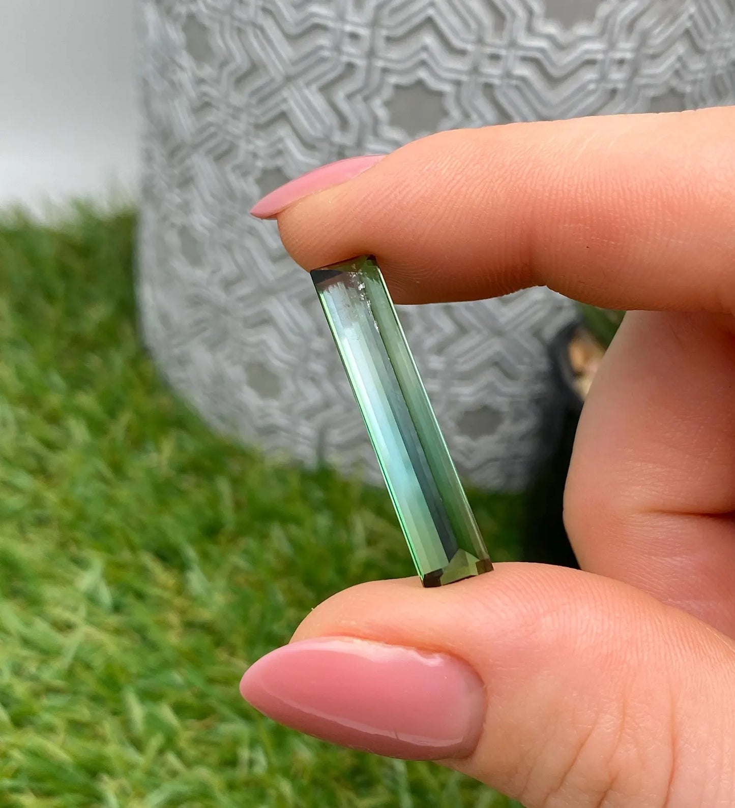 Tourmaline 10.30 Ct Blue-Green, baguette, 30.3x6.2x5.6mm, Afghanistan