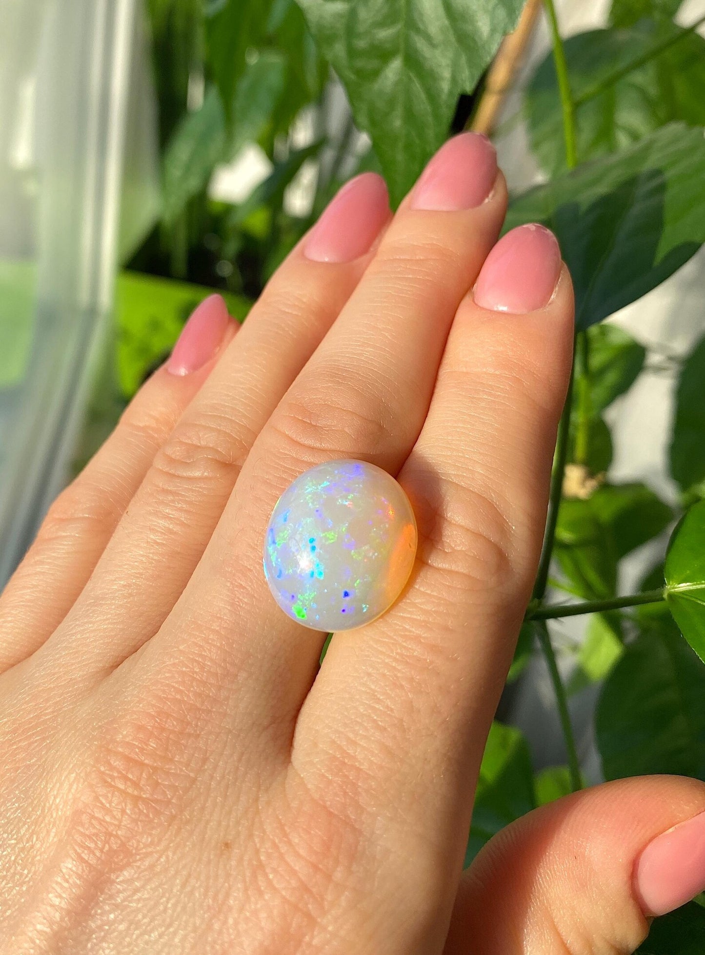 Opal Ethiopian 13.09Ct natural gemstone, Oval cabochon, 20.07x17.39x8.46mm, Ethiopia, GFCO certified
