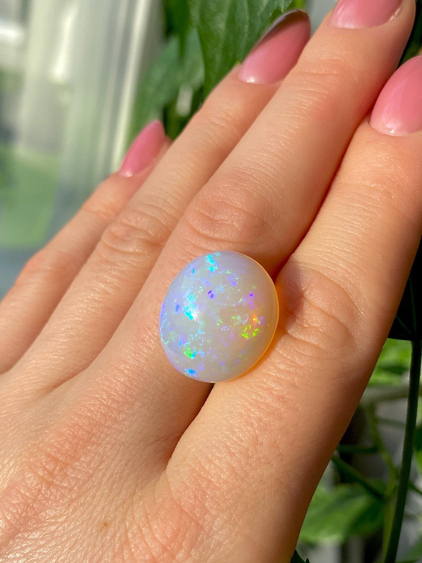 Opal Ethiopian 13.09Ct natural gemstone, Oval cabochon, 20.07x17.39x8.46mm, Ethiopia, GFCO certified