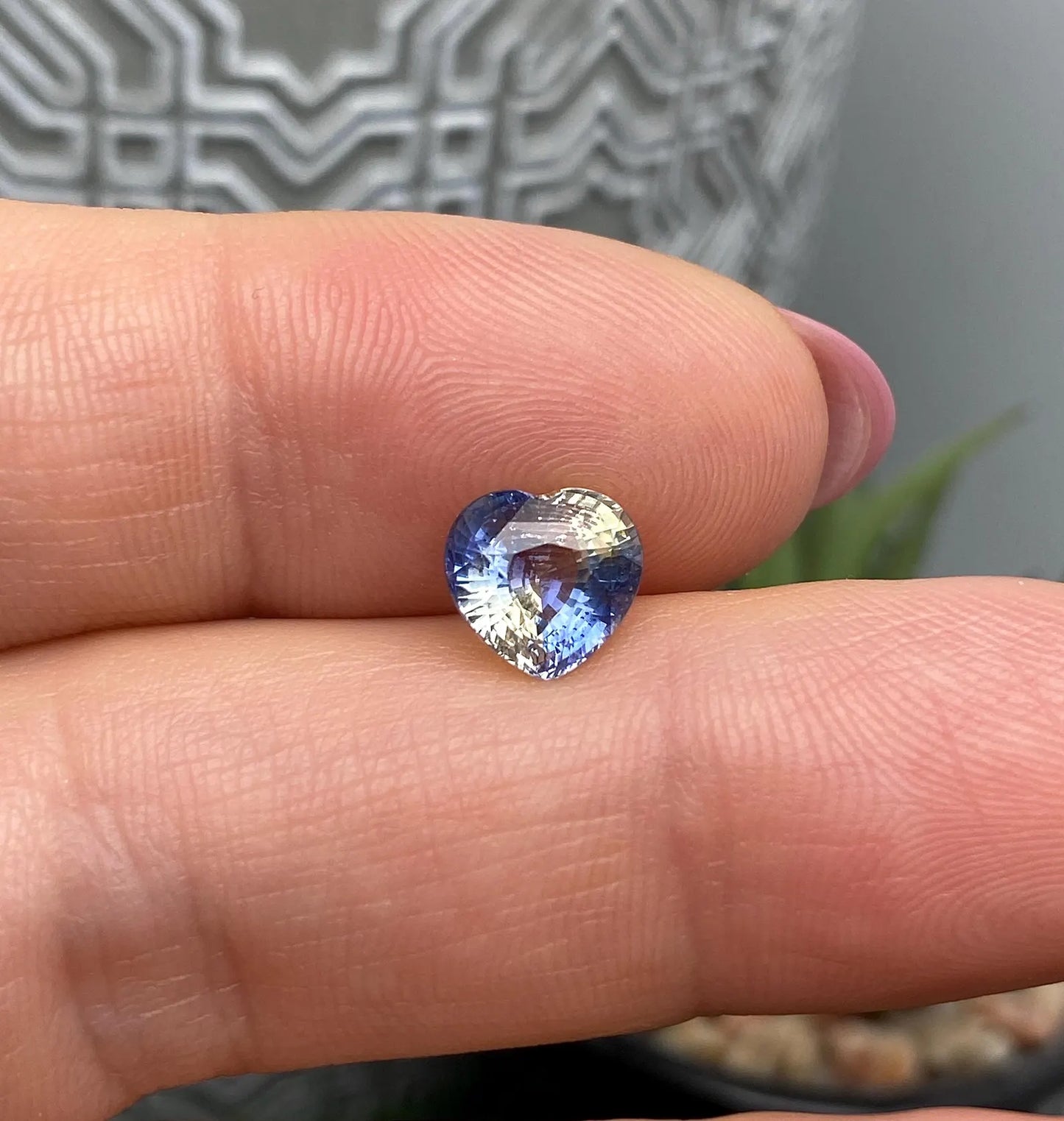 Sapphire Bi-color 2.53Ct natural Unheated gemstone, heart cut, Sri Lanka, Certificate GFCO