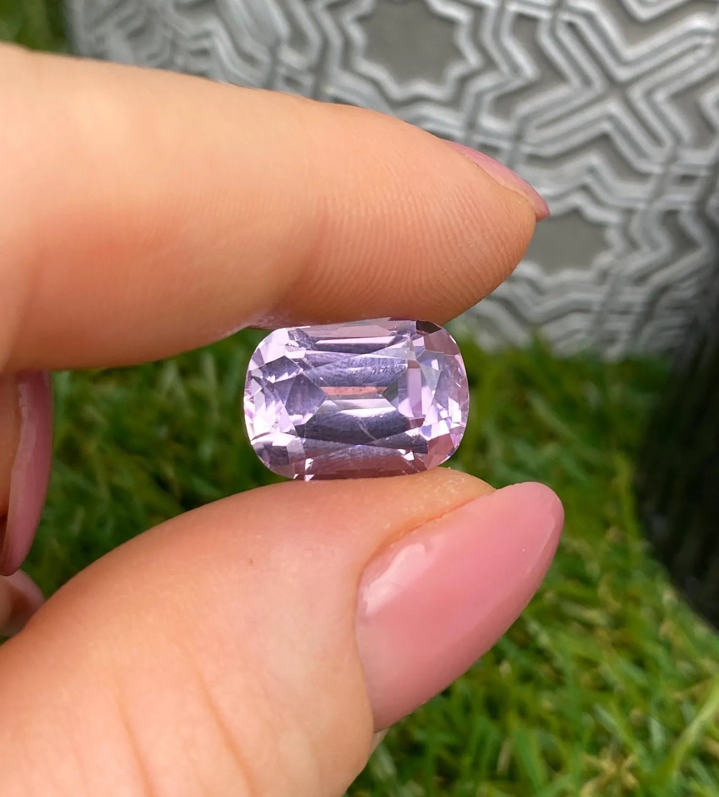 10.50Ct Natural Kunzite gemstone,14.2x10.4x9mm, cushion cut, Afghanistan