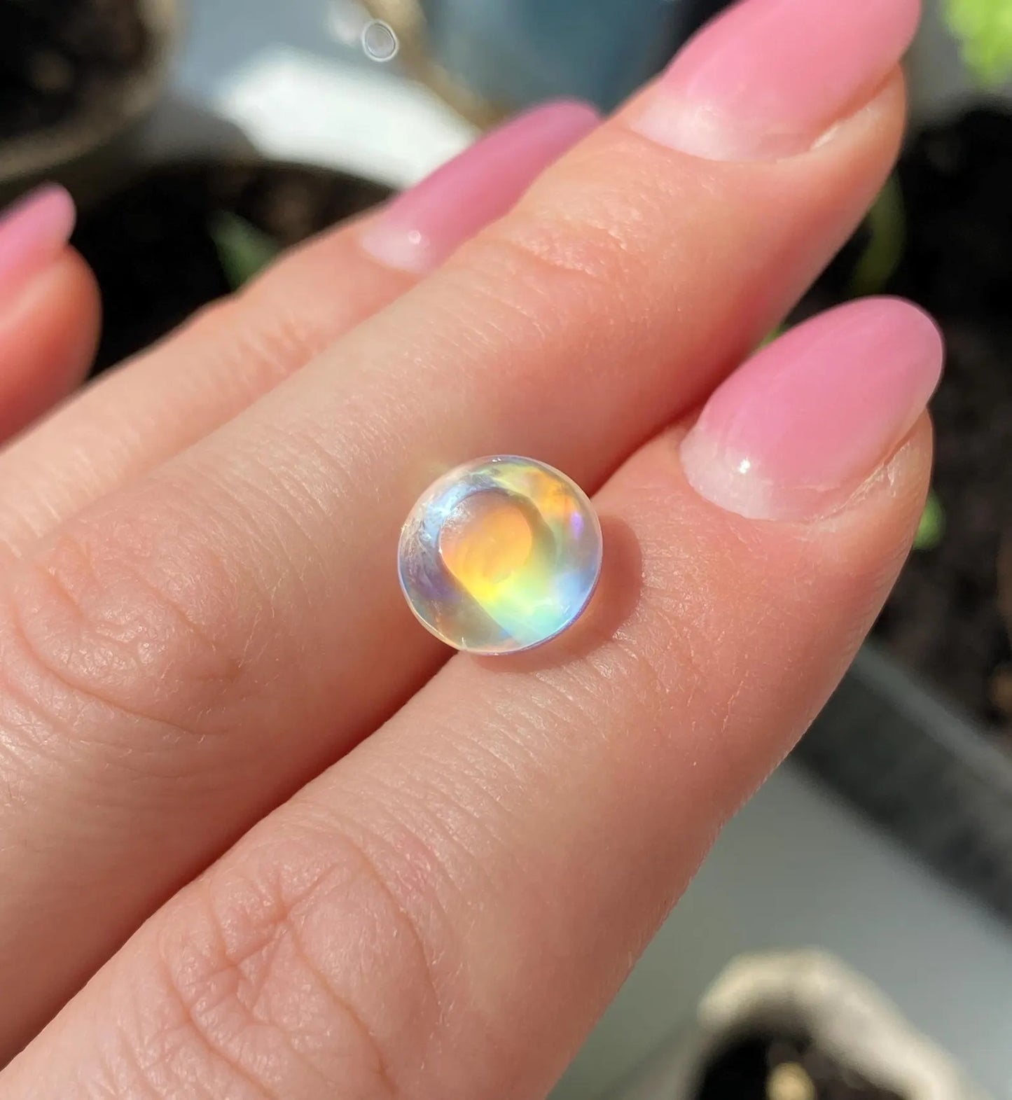 Moonstone natural gemstone 5.09 ct., Sugarloaf cabochon, Certificate! Madagascar!