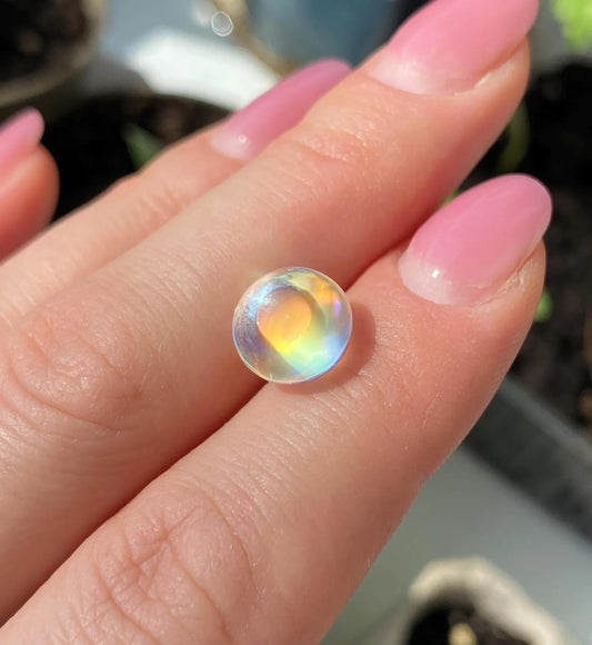 Moonstone natural gemstone 5.09 ct., Sugarloaf cabochon, Certificate! Madagascar!