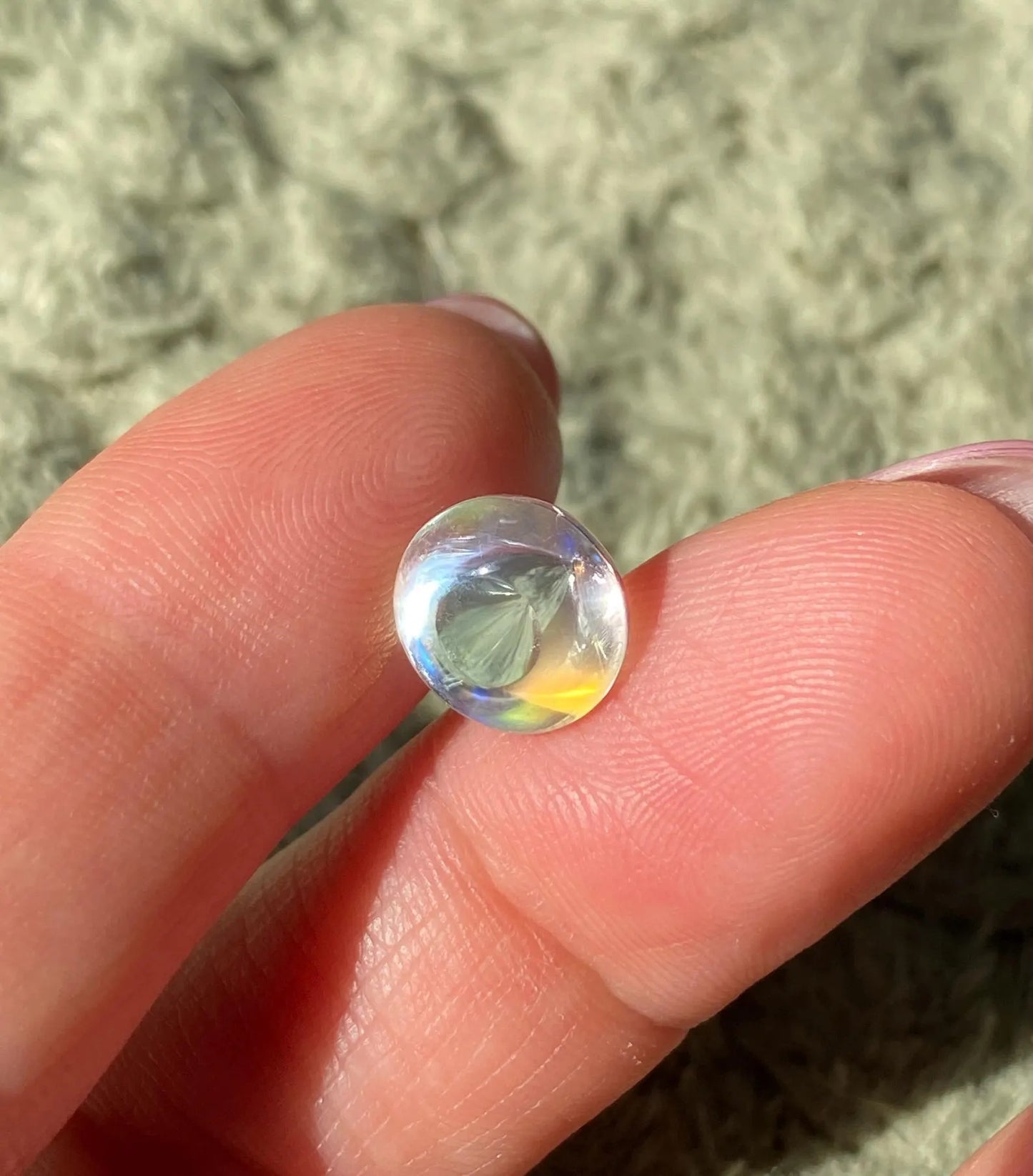 Moonstone natural gemstone 5.09 ct., Sugarloaf cabochon, Certificate! Madagascar!
