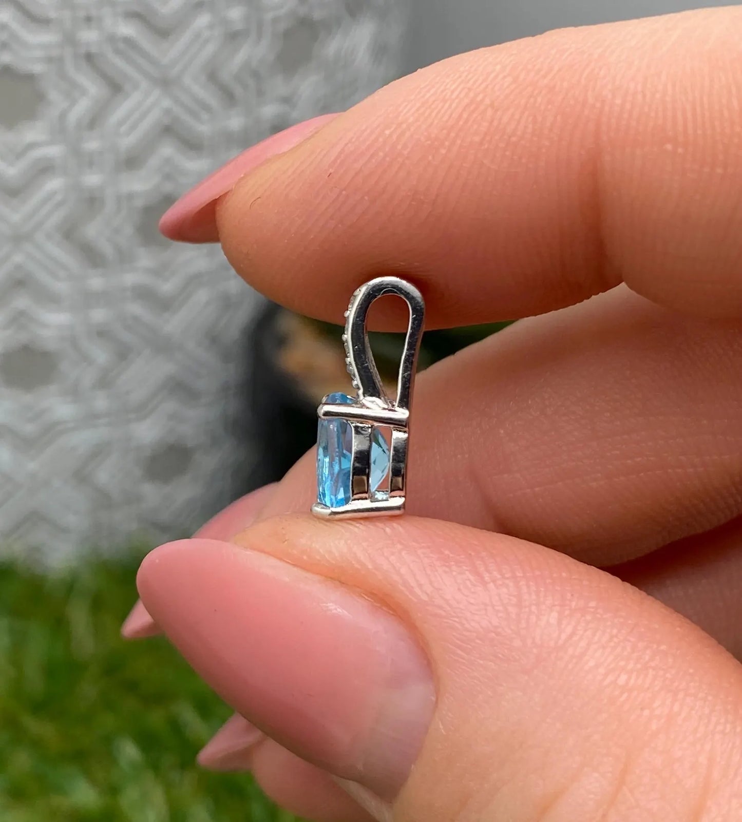 Topaz Swiss blue natural gemstone Pendant, Sterling silver 925