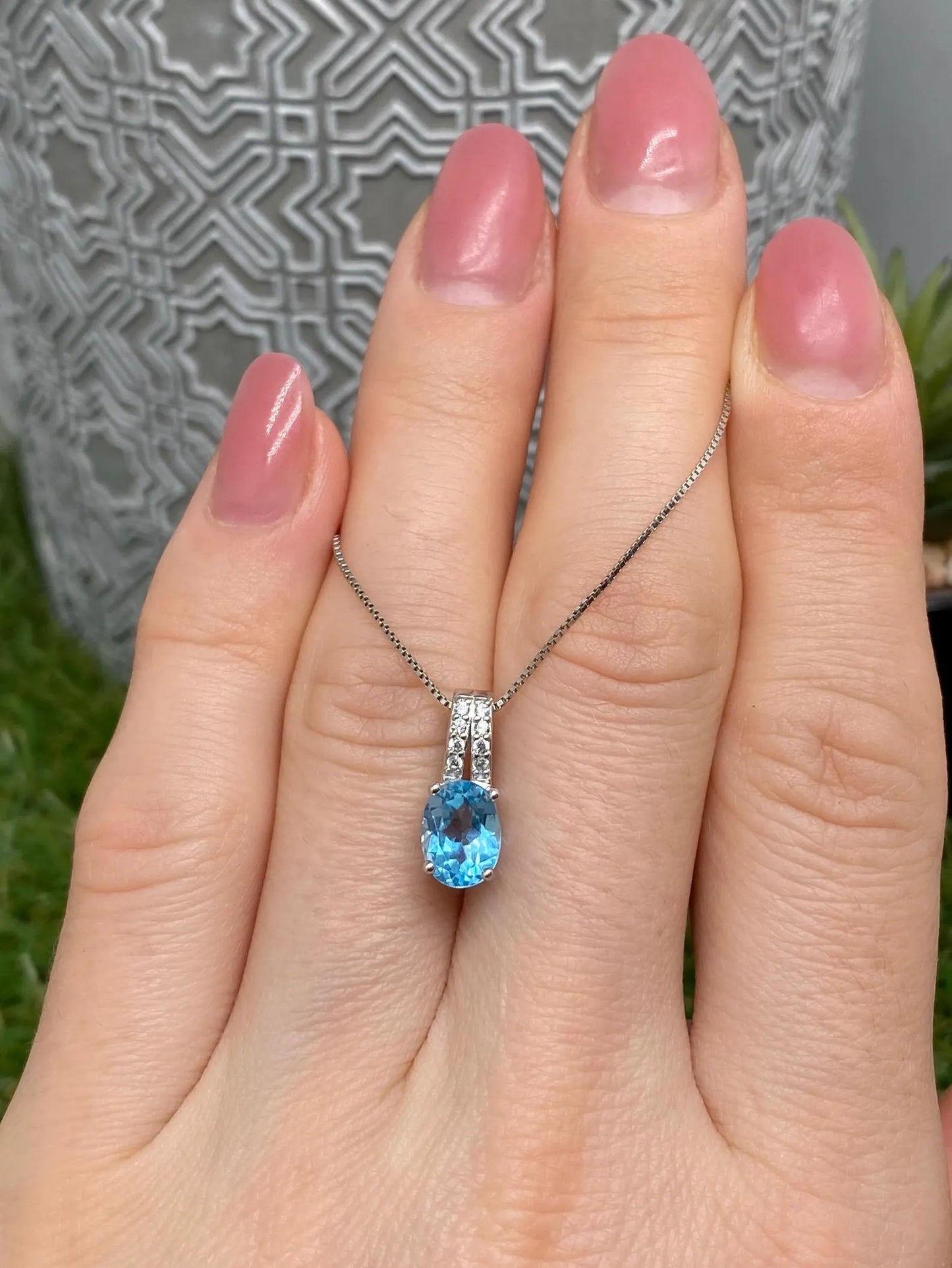 Topaz Swiss blue natural gemstone Pendant, Sterling silver 925