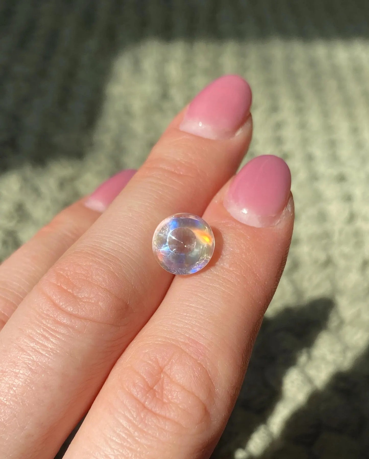 Moonstone natural gemstone 5.09 ct., Sugarloaf cabochon, Certificate! Madagascar!