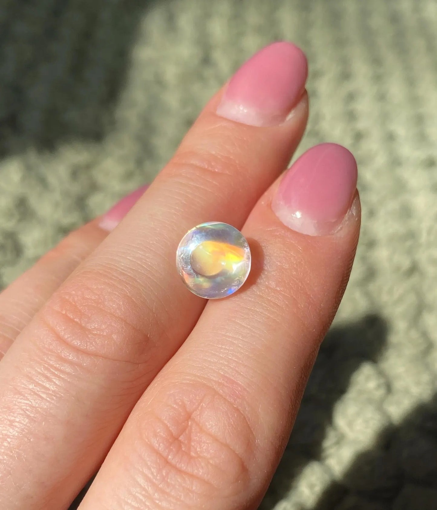 Moonstone natural gemstone 5.09 ct., Sugarloaf cabochon, Certificate! Madagascar!