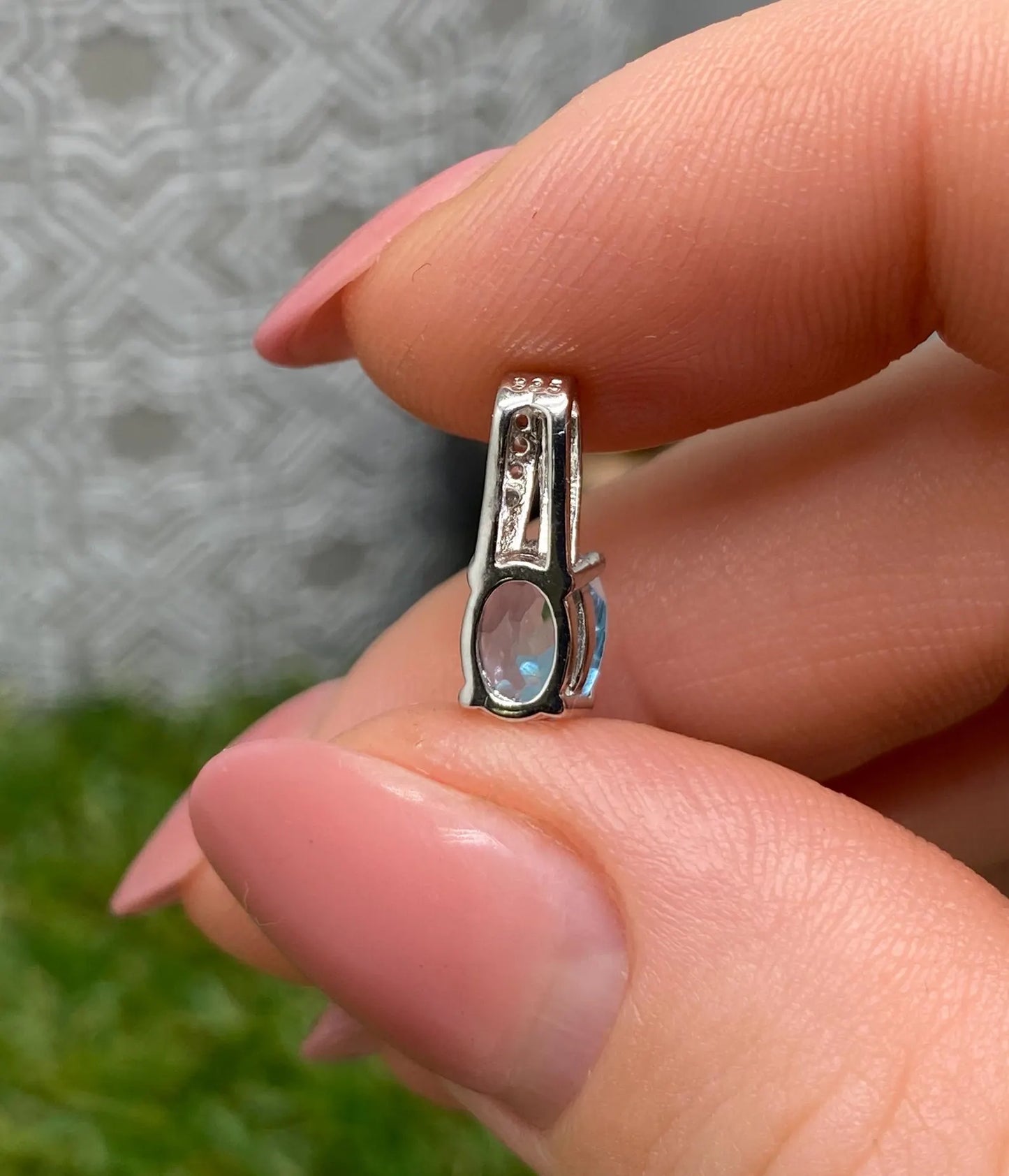 Topaz Swiss blue natural gemstone Pendant, Sterling silver 925